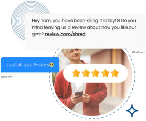 Text message from fitness facility asking for a review