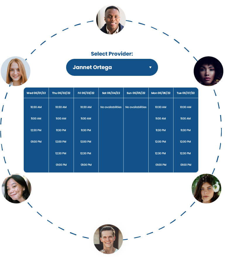 Scheduling calendar with multiple tax providers to select from