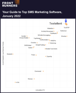 Textellent plotted as top spot in SMS Marketing Software in Software Advice FrontRunners chart