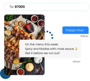 Opt-in keyword texted to restaurant for weekly menu update