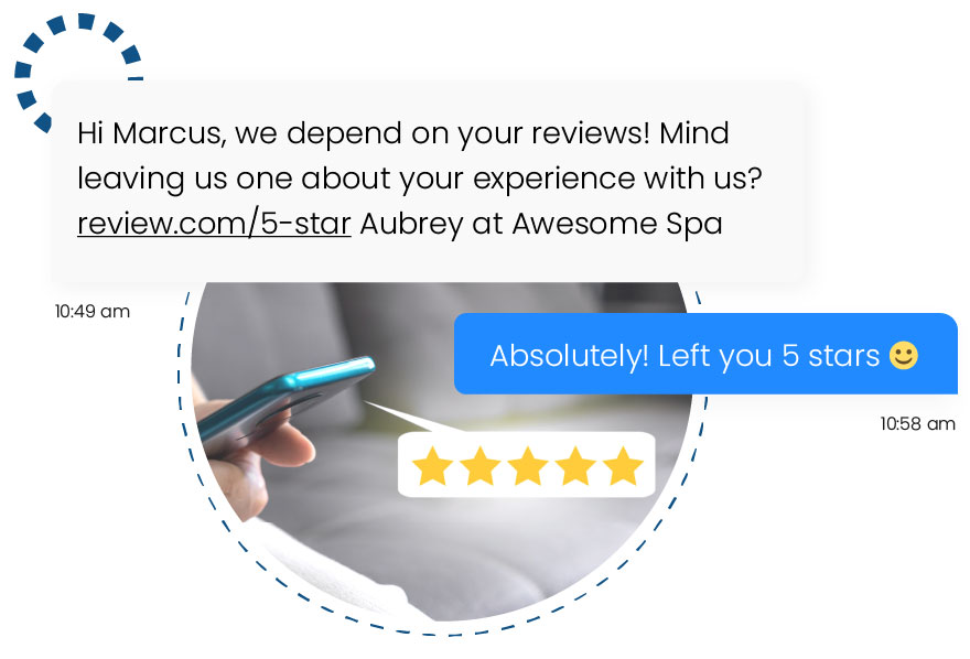 Customer review request text message example