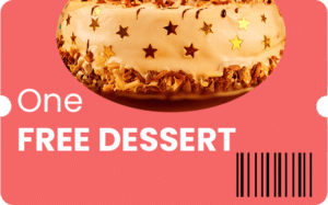 Restaurant texting promo coupon for a free dessert.