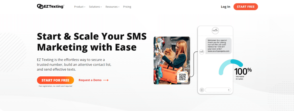 EZ Texting homepage