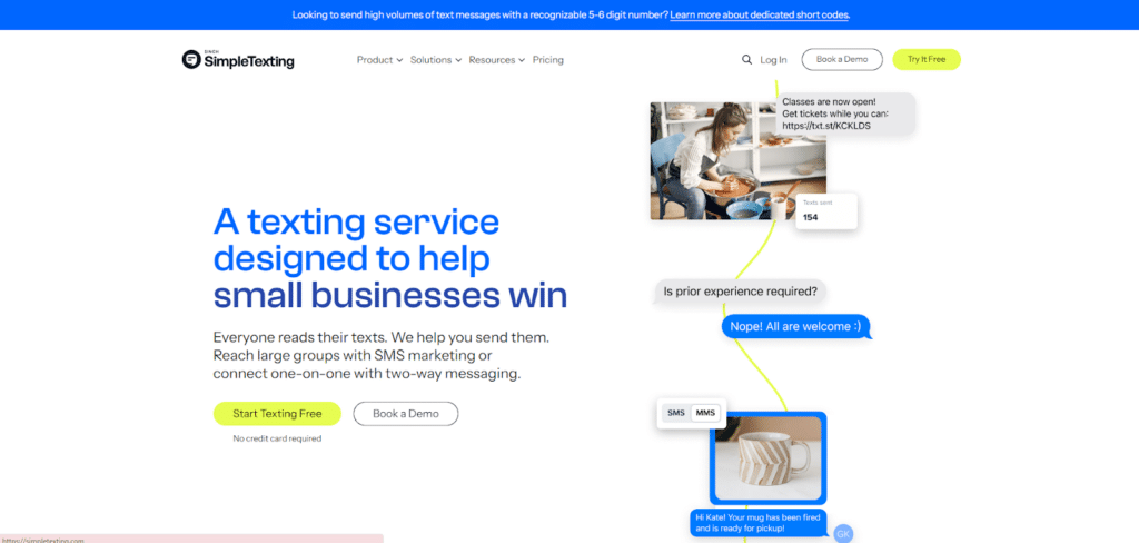 SimpleTexting homepage