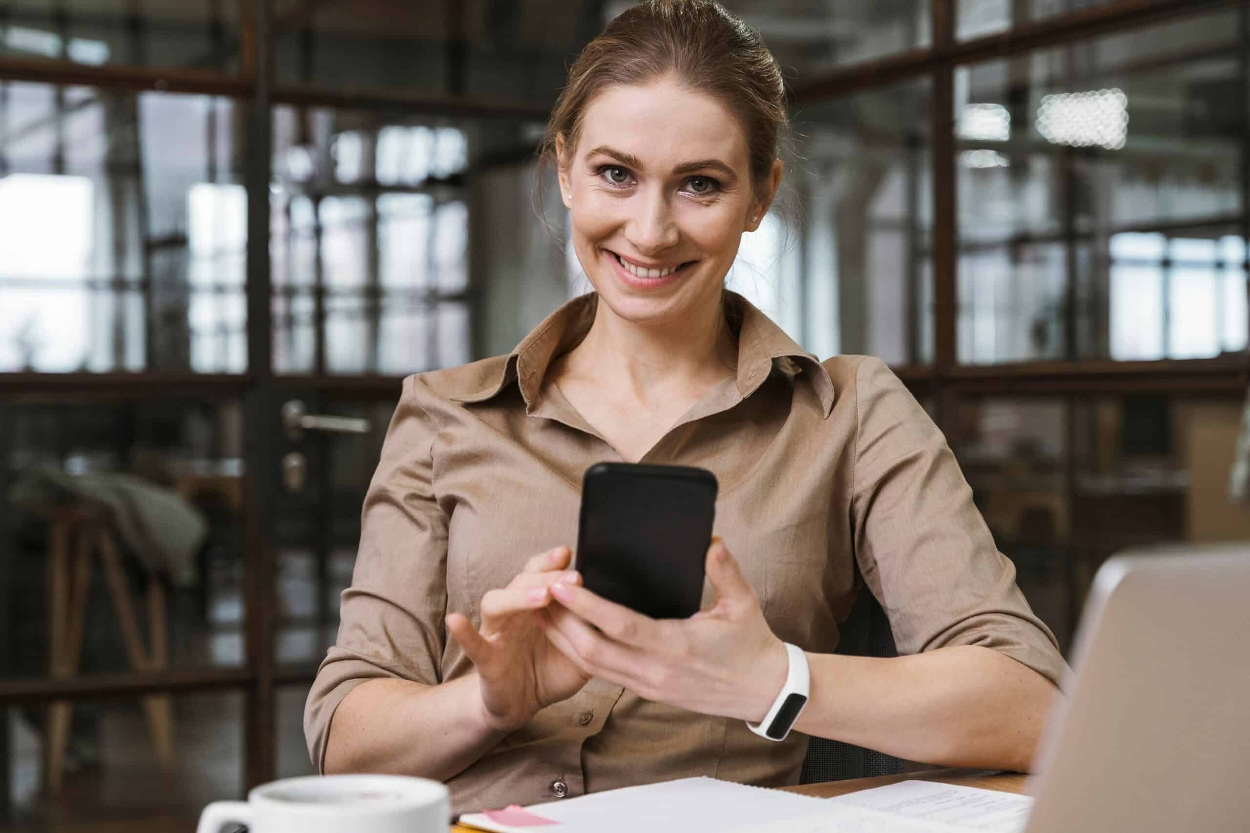 Woman holding a phone