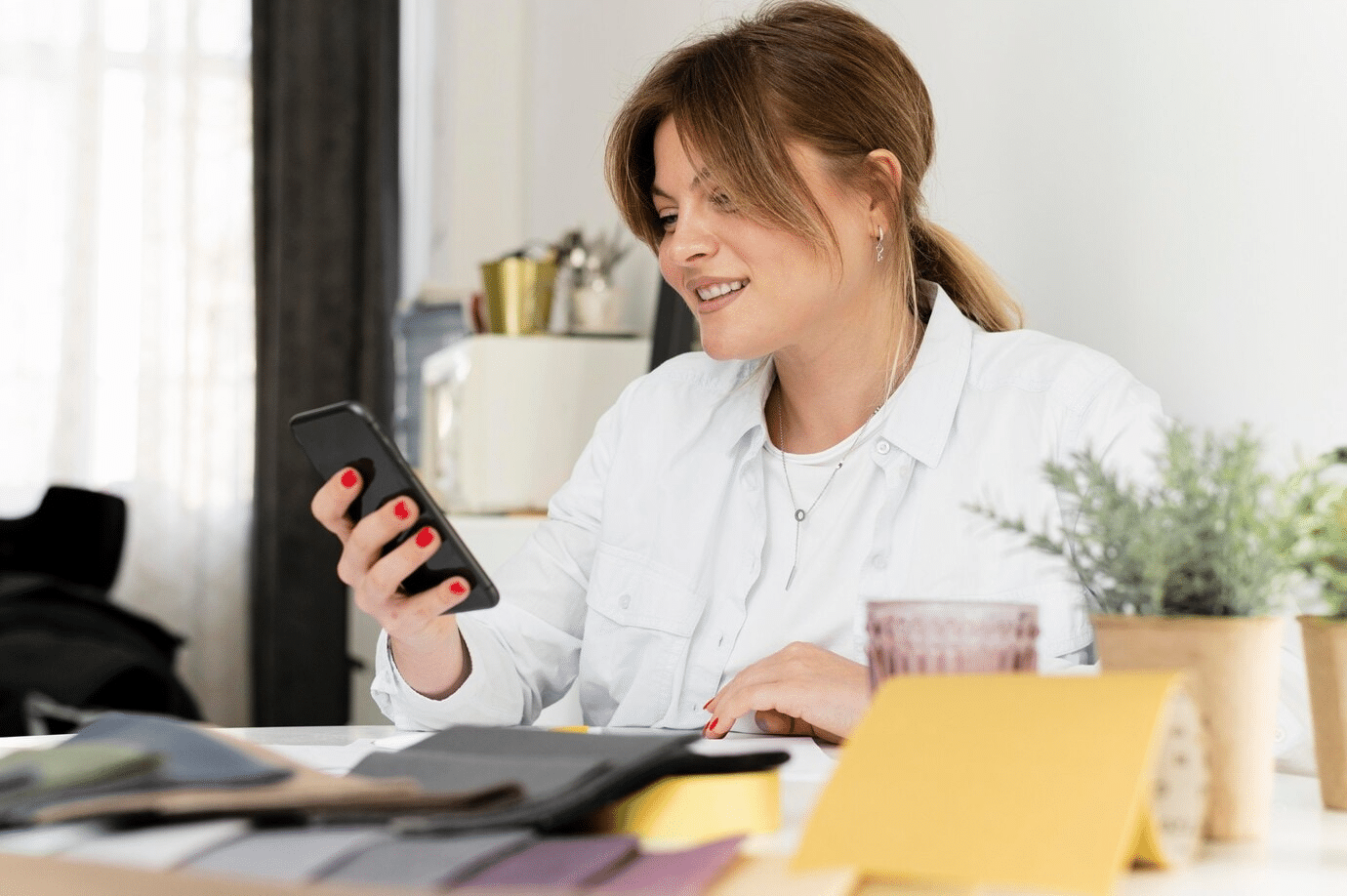 Woman looking at her phone