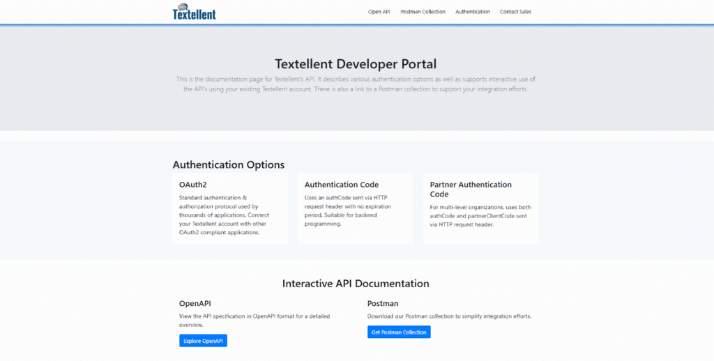 Textellent developer portal
