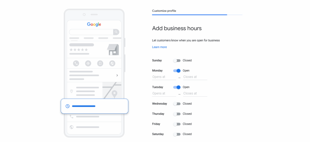 Completing all the details on Google Business profile