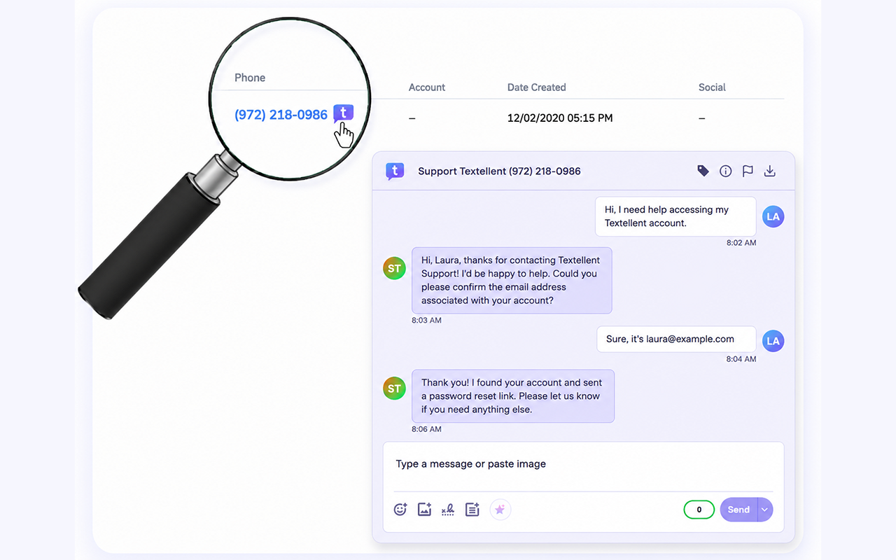Textellent Messenger — text from CRM