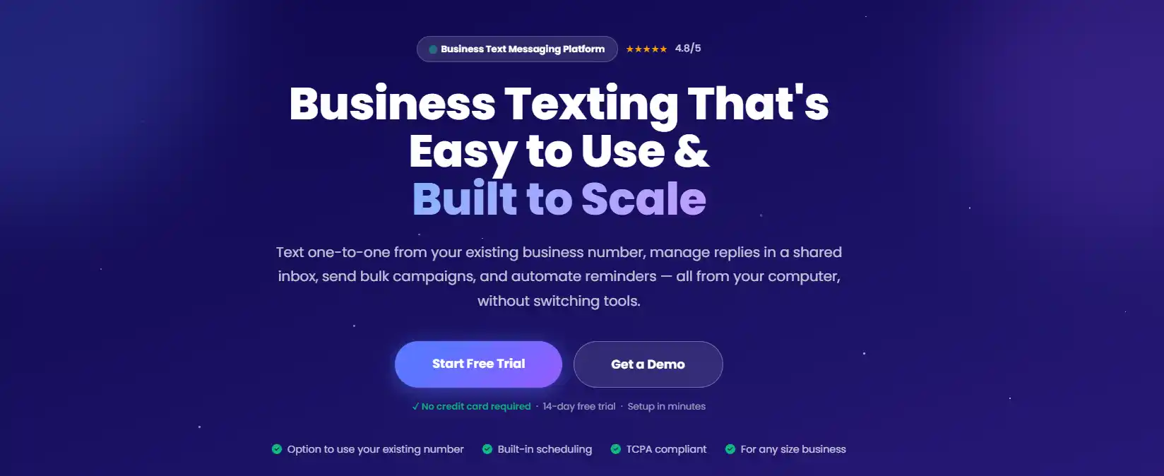 Textellent business texting platform homepage